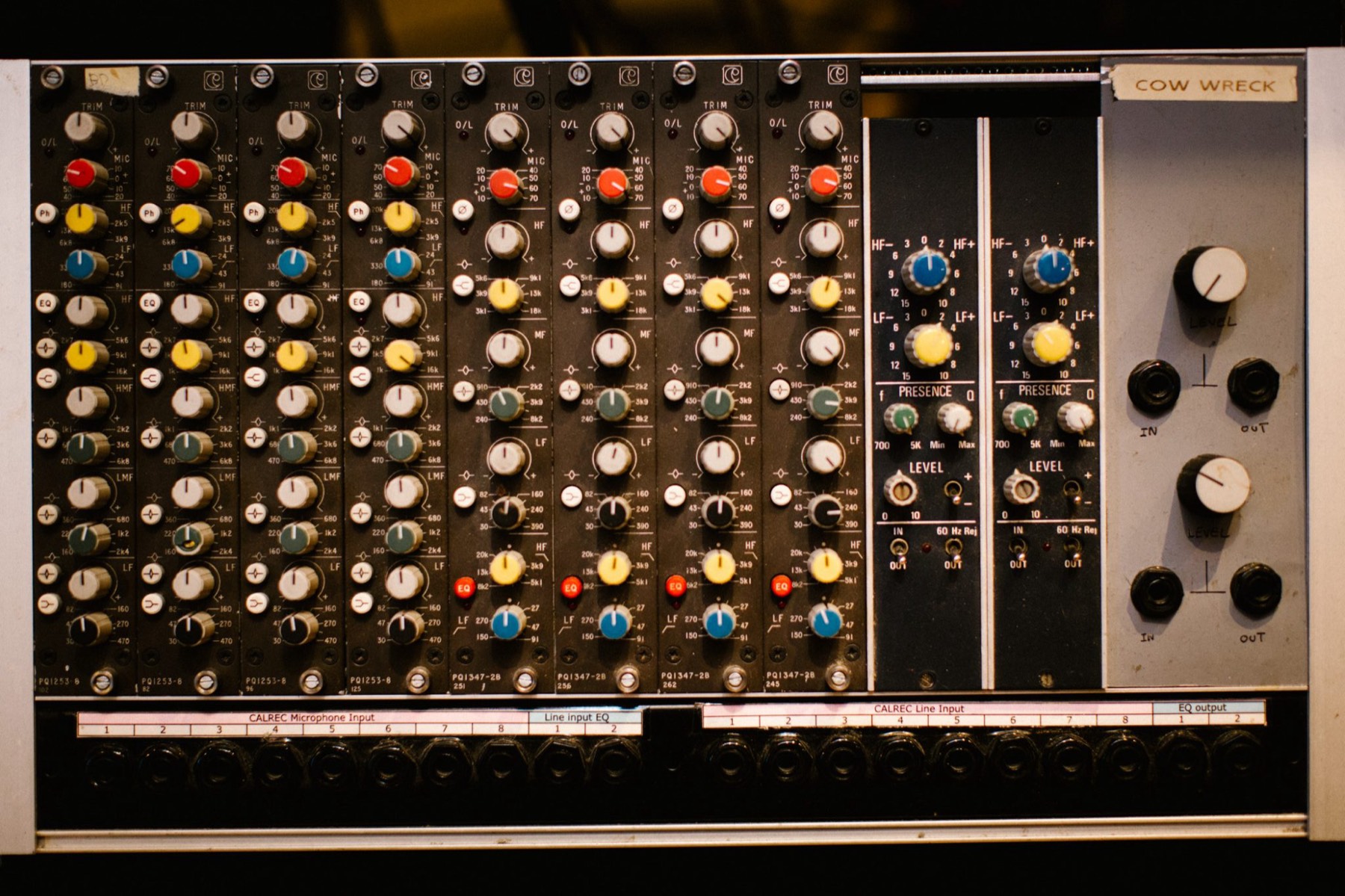 Rack of preamp and EQ modules